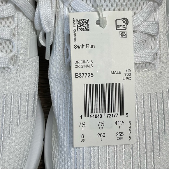 Adidas Swift Run Triple White Running Shoe B37725 Size 8 New - Picture 8 of 8